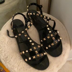 Black with gold studs sandals